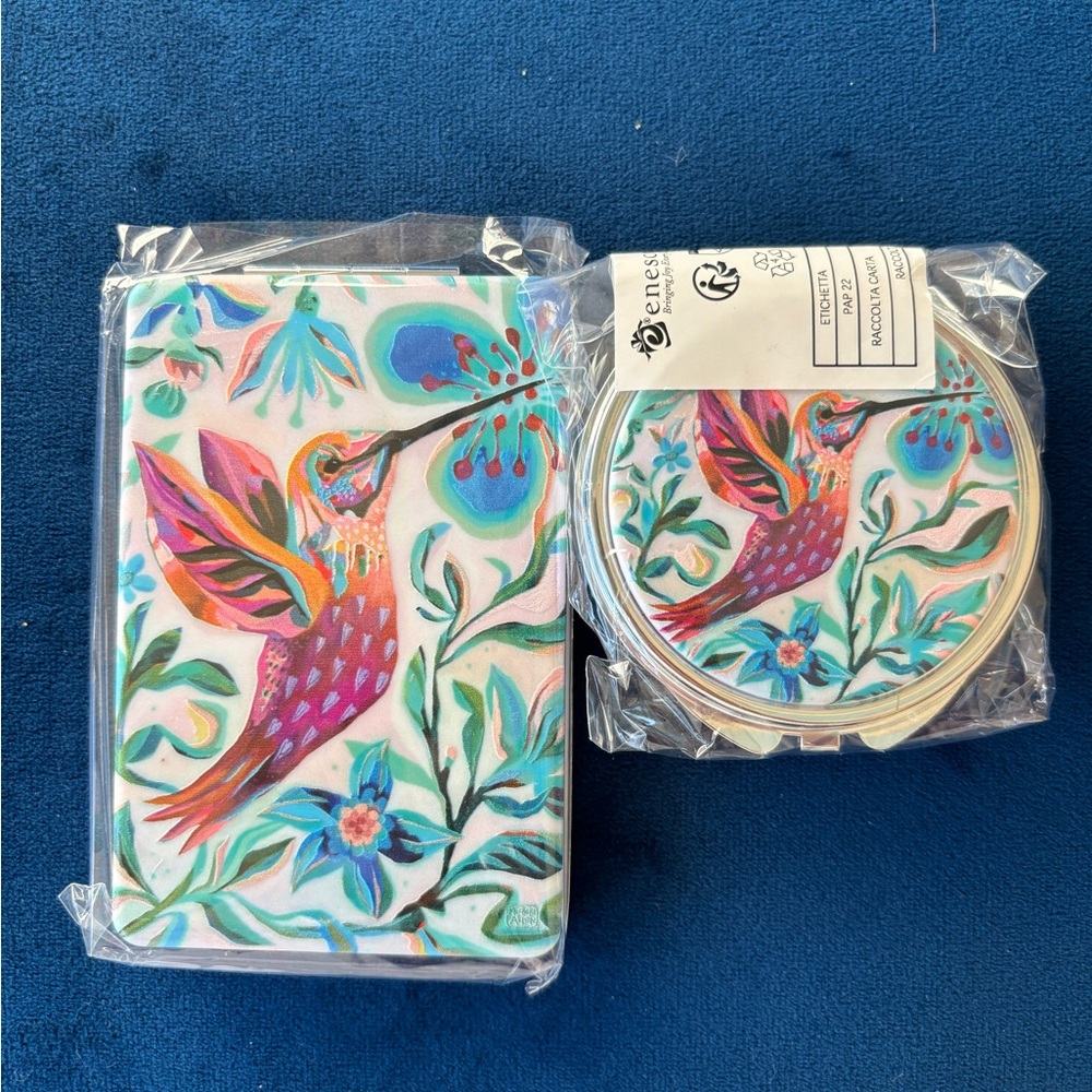 FREE w/purchase of 2 or more items!Hummingbird Mirror & Pill Box Set NEW Enesco